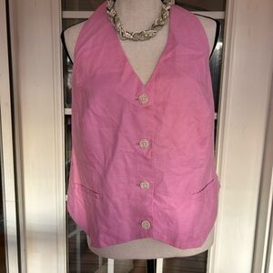 Gap Women's Halter Vest Style Top V Neck Smocked Elasticated Back XL Pink NWT